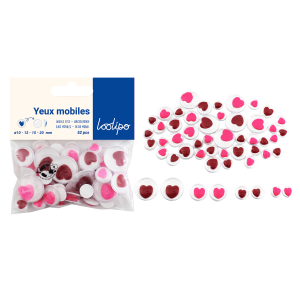 Yeux Mobiles Adhésifs - Cœurs