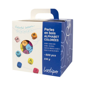 PERLES EN BOIS COLORÉES - ALPHABET