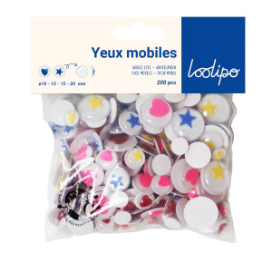 YEUX MOBILES ADHÉSIFS - ÉTOILES ET CŒURS