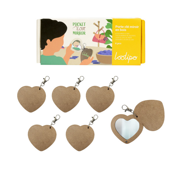 PORTE-CLÉS MIROIR EN BOIS -...